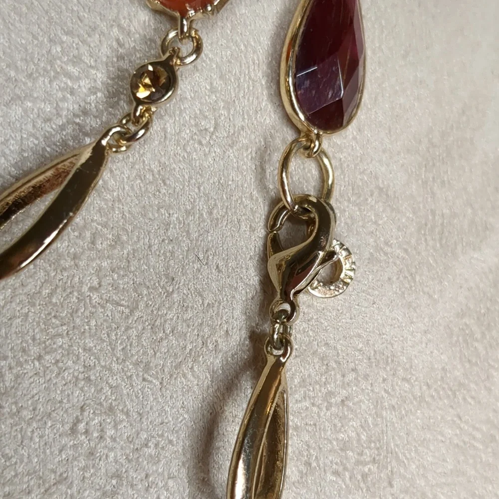 Vintage Anne Klein Amber Sautoir Necklace Extra Long Layered Gold Tone 84